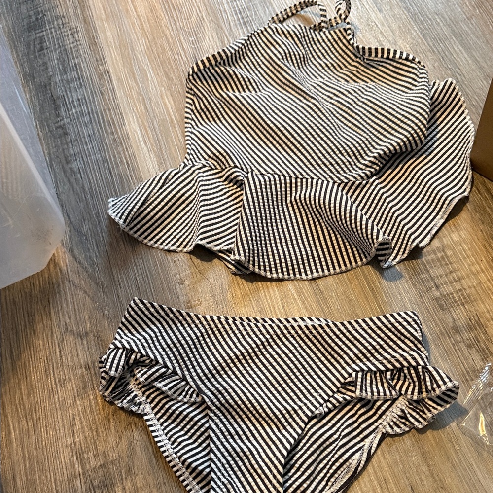 Striped Black and White Swimsuit